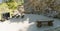 Schwarzsee, FR / Switzerland - 1 June 2019: the Grotte de Lourdes in the hills above Schwarzee Lake with prayer benches candles