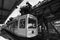 Schwebebahn train in wuppertal germany black and white