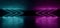 Sci Fi Arrow Shaped Neon Purple Pink Blue Glowing Laser Led Futuristic Modern Empty Dance Lights On Grunge Reflective Concrete
