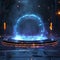 Sci fi element light illuminates magic circle teleport podium beautifully
