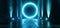 Sci Fi Futuristic Circle Background Blue Neon Light Big Huge Dark Empty Grunge Concrete Long Hall Gallery Room Tunnel Corridor