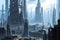 sci-fi futuristic cyberpunk urban skyscrapers