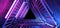 Sci FI Futuristic Elegant Alien Modern Hi Tech Neon Glowing Purple Pink Blue Triangle Metal Structure Corridor Tunnel Grunge