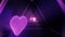 Sci-fi futuristic illuminated hallway with beautiful abstract purple light effects and hearts