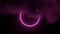 Sci Fi Futuristic Neon Circle Light Cyber Glowing Purple Red Pink On Dark Full Of Clouds Smoke And Fog Room Sky Empty Background