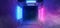 Sci Fi Futuristic Retro Modern Neon Gowing Purple Blue Lights With Rectangle Shaped Metal Structure Stage Tunnel Corridor With