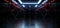 Sci Fi Futuristic Shaped Alien Spaceship Metal Planes Garage Glowing Red Cables Corridor Orange White Led Lights Glossy Floor