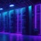 Sci-fi Futuristic Syberpunk Neon Lights Server Room Database Synthwave Blue Purple Colors Generative Ai