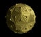 Sci-Fi Golden Sphere Of Triangles. Mechanical, Robotic Gear Isolated On Black