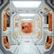Sci fi hallway inside a futuristic star ship
