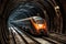 sci-fi inspired autonomous train speeding through a tunnel