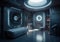 Sci-fi interior scene. A very modern vision of the interior of future spaceships equipped