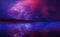 Sci-fi landscape digital painting with nebula, planet and lake i