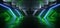 Sci Fi Neon Lights Alien Spaceship Hangar Hallway Columns Concrete Stone Tunnel Corridor Empty Showcase Product Background