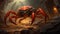 Sci-fi Realism: A Bold Battle Of A Large Red Spider In A Dark Cave