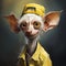 Sci-fi Realism: Cartoon Aye-aye With Yellow Shirt And White Hat