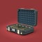 Sci-fi reinforced metal sage case full of gold bars. render