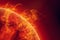 Science background - solar activity in space. Solar surface with solar flares, Burning of the sun. Global warming