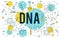 Science bDna background. Research outline icon. Biotechnology and medical elements. Linear science concept Tiny line