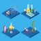 Science chemical lab. Isometric vector laboratory and scientists