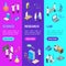 Science Chemical Pharmaceutical 3d Banner Vecrtical Set Isometric View. Vector