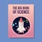 Science cover book design with rocket, molecule watercolor illustration