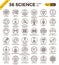 Science education badge pixel perfect outline icons