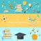 Science and education, training, brain, vector banners