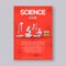 Science fair and innovation expo vector illustration. Educational or scientific event invitation with microscope