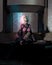 Science Fiction Catsuit Girl in a Dark Room