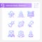 Science fiction pixel perfect gradient linear vector icons set