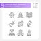 Science fiction pixel perfect linear icons set