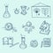 Science icons set school laboratory chemistry