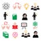 Science, knowledge, creative thinking, ideas icons set