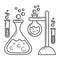 Science lab beakers and test tubes vector illustration with simple hand drawn design