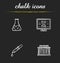 Science laboratory chalk icons set