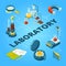 Science laboratory isometric. Biology or pharmaceutical lab with scientist workers vector 3d concept