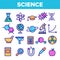 Science Line Icon Set Vector. Analysis Graphic Silhouette. Science Laboratory Icons. Thin Outline Web Illustration