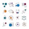 Science line icons collection with colorful details