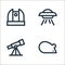 science line icons. linear set. quality vector line set such as mice, telescope, spaceship