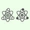 Science line and solid icon. Atom, electron symbol outline style pictogram on white background. School chemistry and