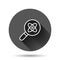 Science magnifier icon in flat style. Virus search vector illustration on black round background with long shadow effect.