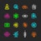 Science neon icon set