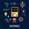 Science physics flat icons set