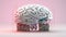 Science pink digital psychology intelligence artificial technology brain abstract concept neon