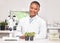 Science, plant and portrait of black woman in laboratory for sustainability research, botany or biochemistry. Pharmacy