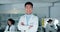 Science, portrait and Asian man with confidence in laboratory, pharmaceutical research in biotech and smile. Medical