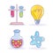 Science research laboratory bulb test tube beaker atom icons