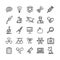 Science Research Thin Line Icon Set Like Microscope, Magnifier, Light Bulb Idea.