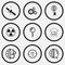 Science set. Black and white set icons.